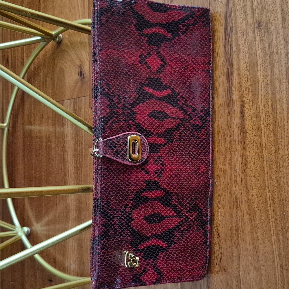 Kate Landry Snake Pattern Leather Clutch - Picture 6 of 11